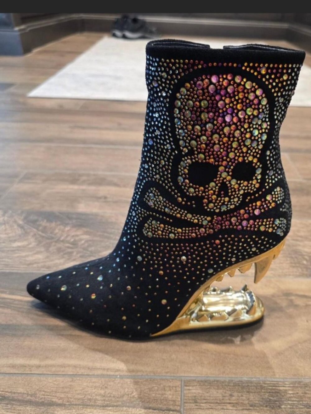 Black crystal skull boots
